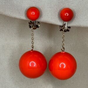 Vintage orange ball dangle earrings